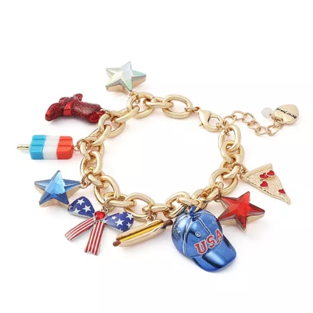 Betsey Johnson
Faux Stone Americana Mixed Charm Bracelet
